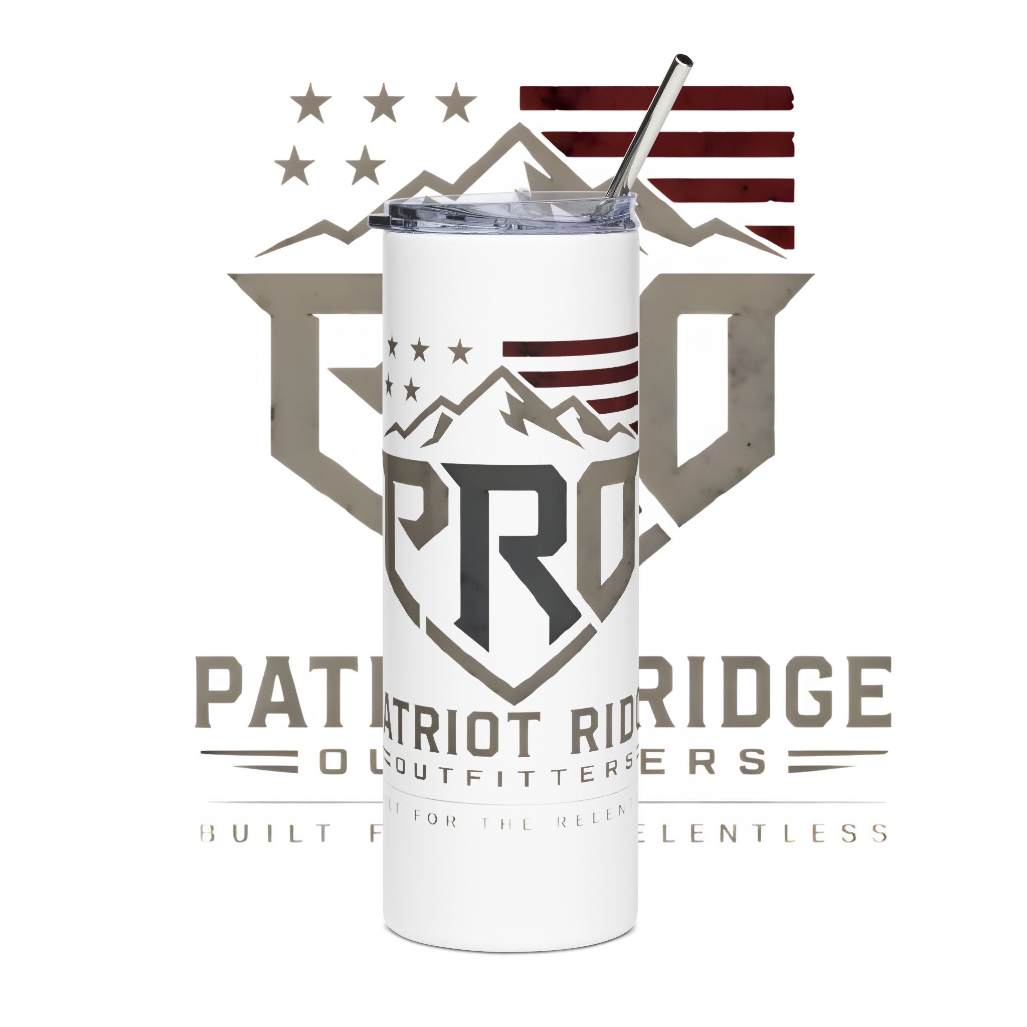 Patriot Ridge 20oz Stainless Tumbler – Insulated Travel Cup with American Flag & Mountain Logo