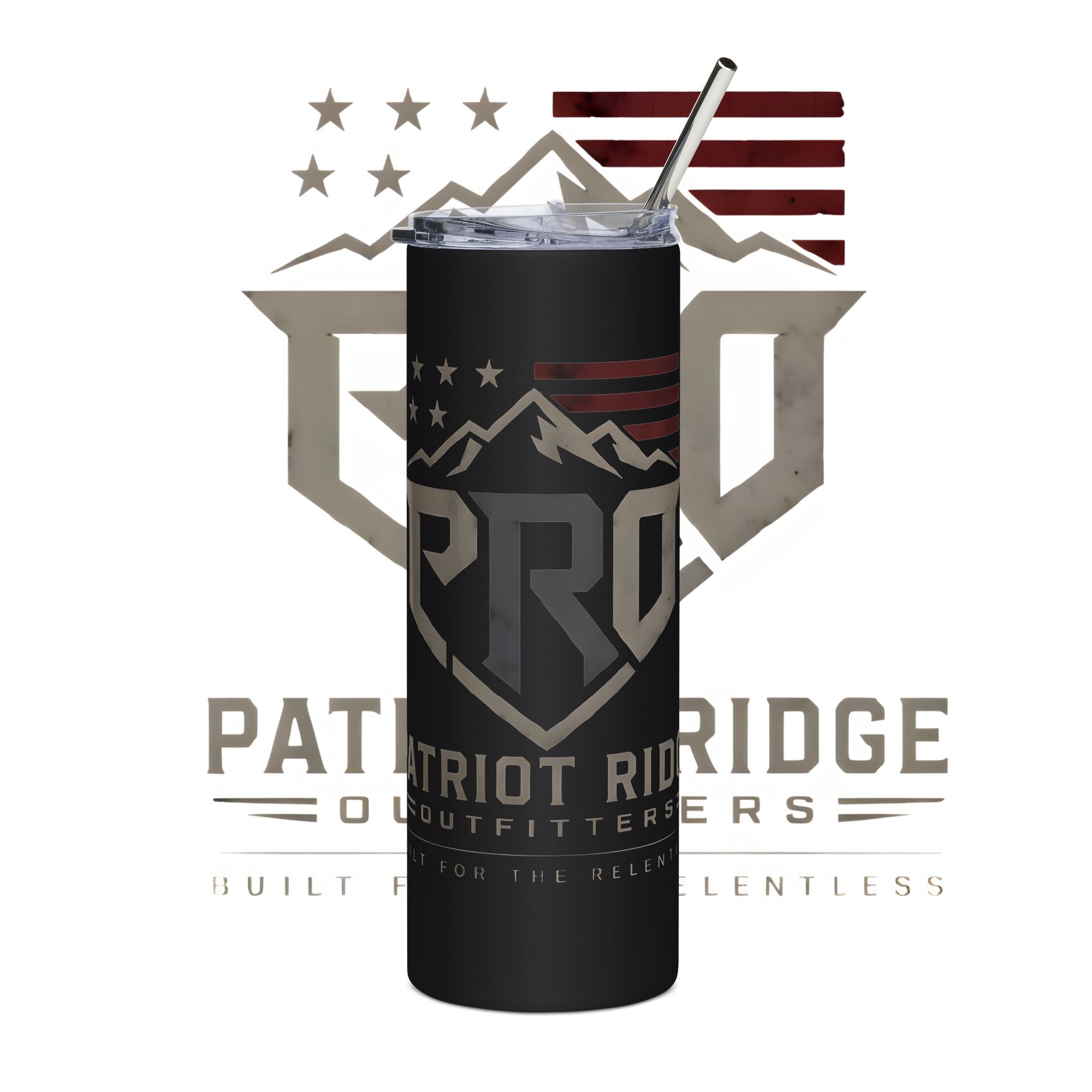 Patriot Ridge 20oz Stainless Tumbler – Insulated Travel Cup with American Flag & Mountain Logo