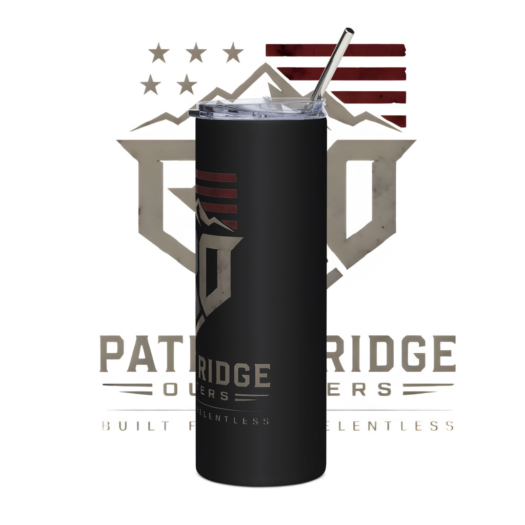Patriot Ridge 20oz Stainless Tumbler – Insulated Travel Cup with American Flag & Mountain Logo