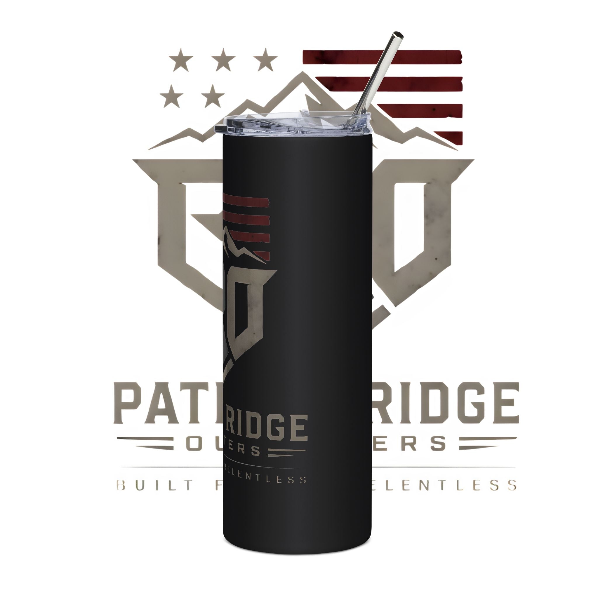Patriot Ridge 20oz Stainless Tumbler – Insulated Travel Cup with American Flag & Mountain Logo