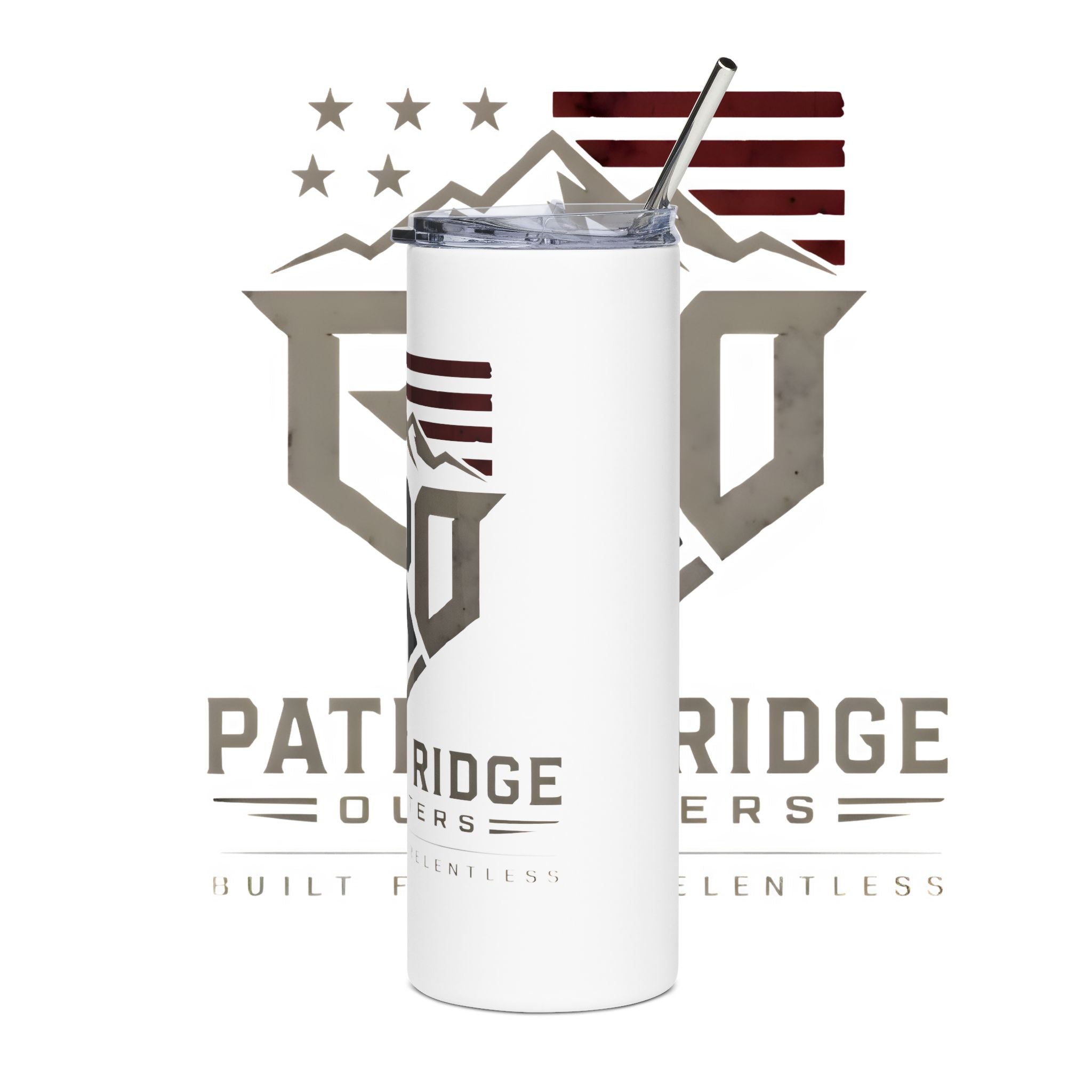 Patriot Ridge 20oz Stainless Tumbler – Insulated Travel Cup with American Flag & Mountain Logo