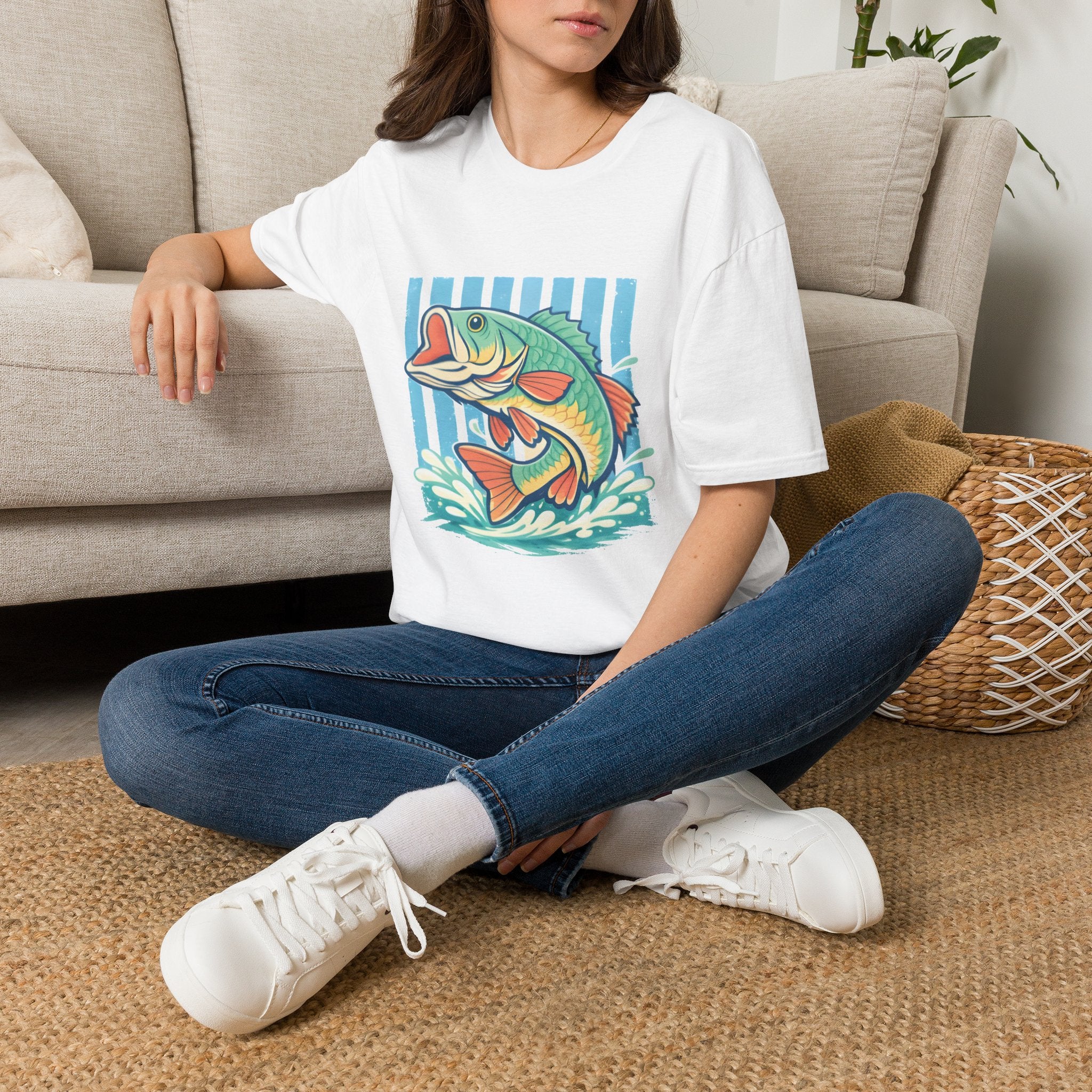 Ladies Bass Fishing T-Shirt — Colorful Catch Graphic Tee