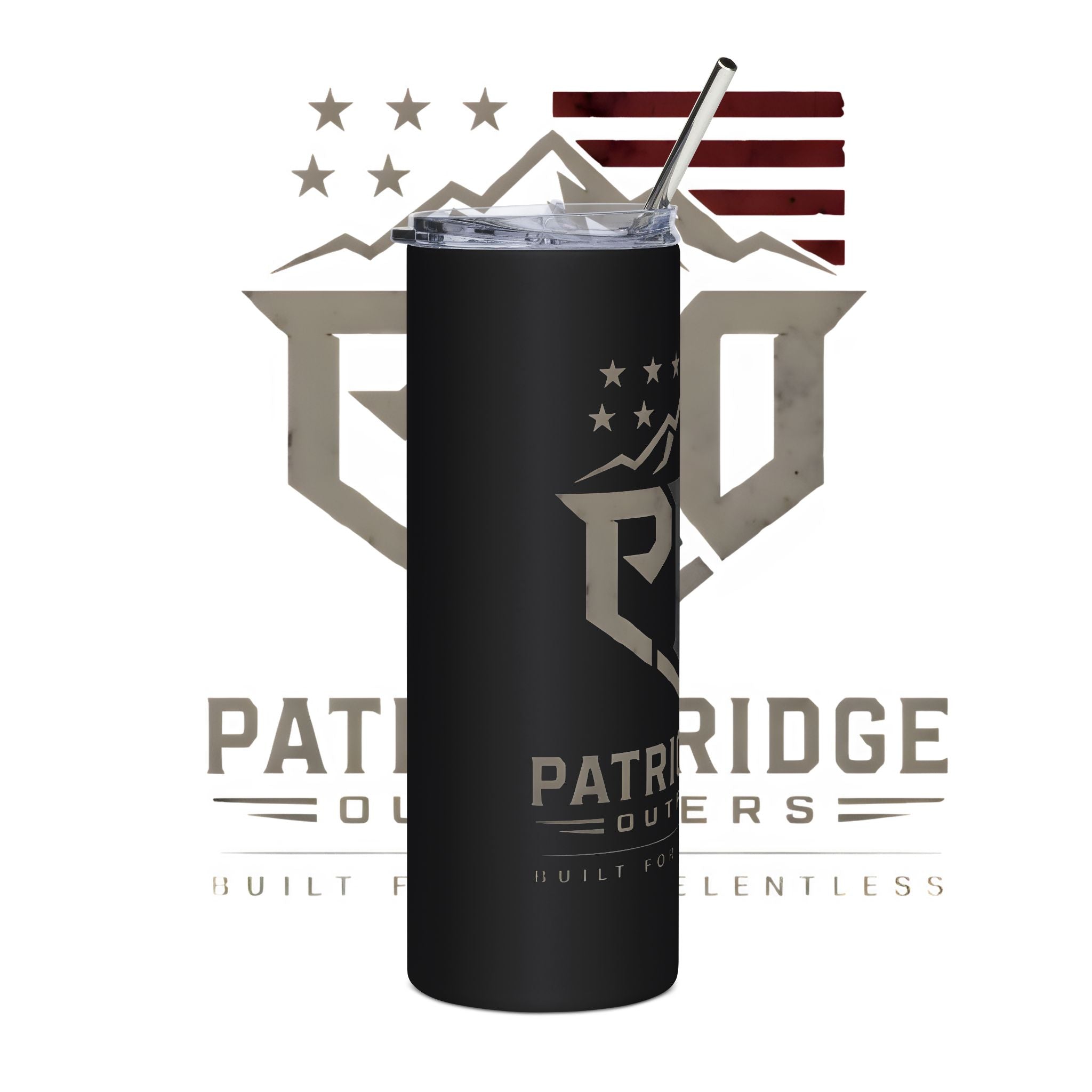 Patriot Ridge 20oz Stainless Tumbler – Insulated Travel Cup with American Flag & Mountain Logo