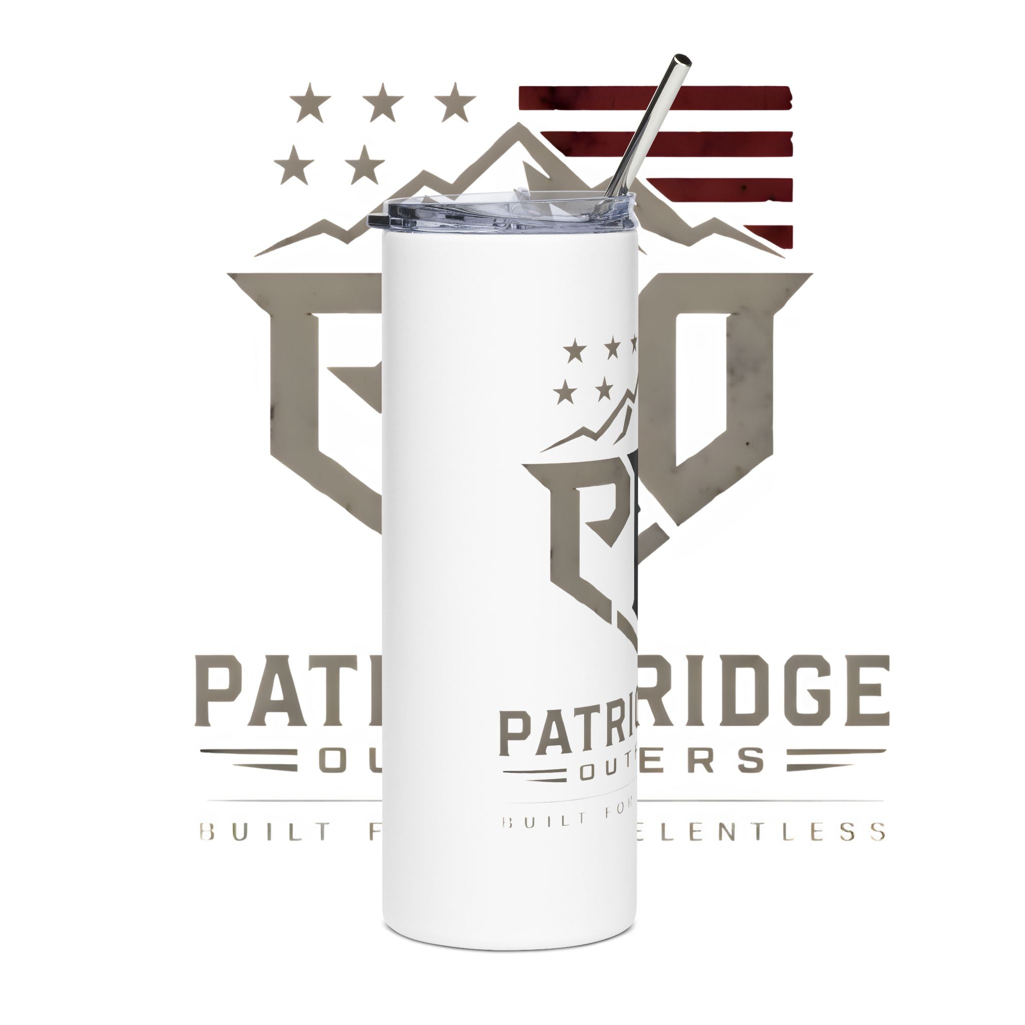 Patriot Ridge 20oz Stainless Tumbler – Insulated Travel Cup with American Flag & Mountain Logo