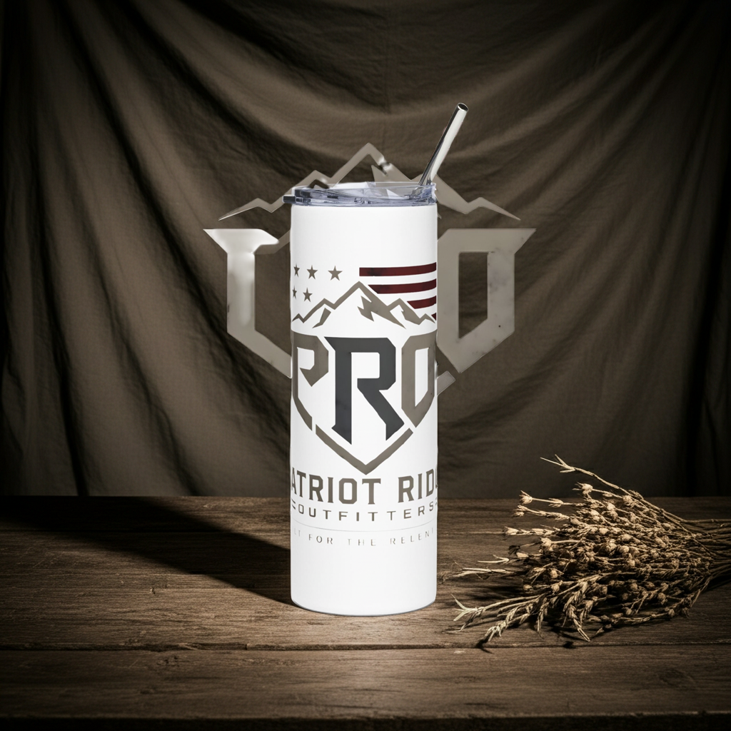 Patriot Ridge 20oz Stainless Tumbler – Insulated Travel Cup with American Flag & Mountain Logo