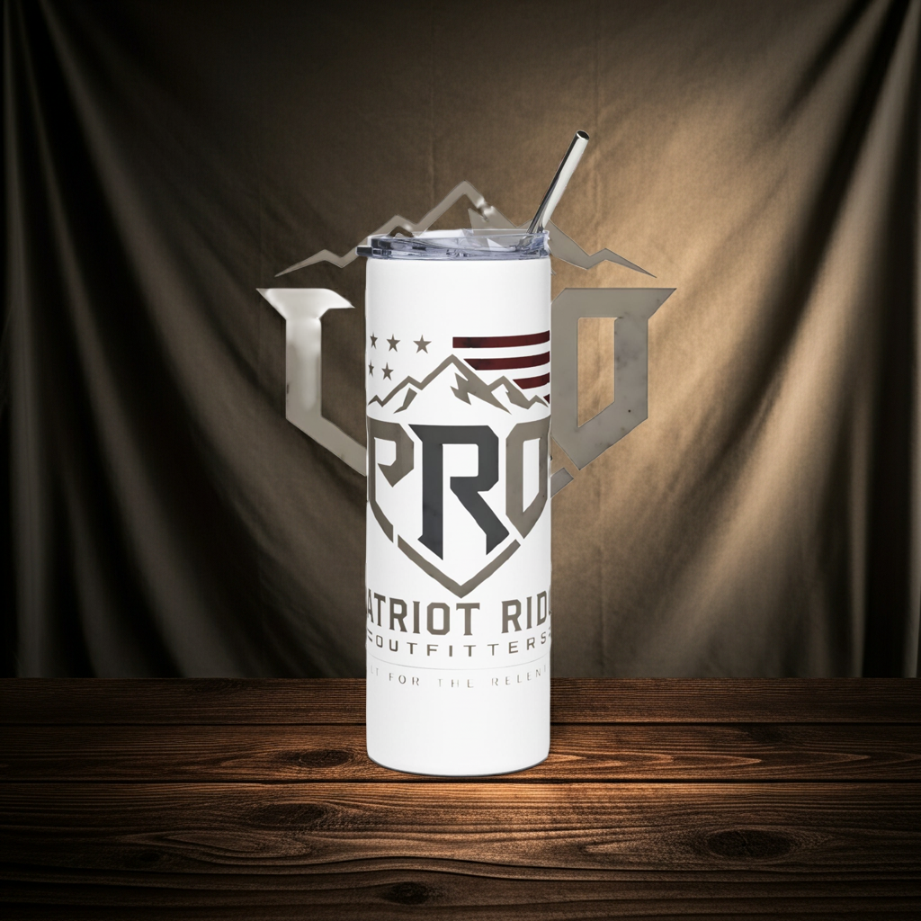 Patriot Ridge 20oz Stainless Tumbler – Insulated Travel Cup with American Flag & Mountain Logo
